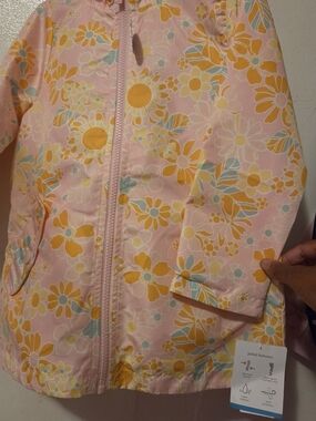 Carter's Pink Floral Raincoat with Yellow & Light Blue Accents